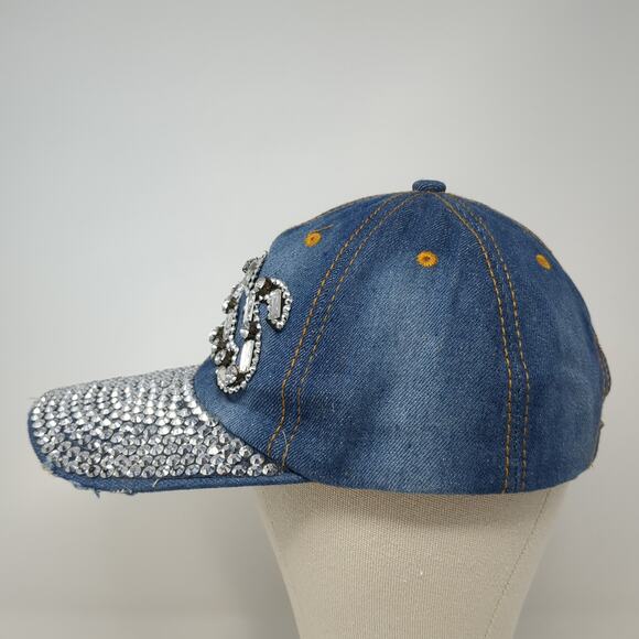 Boss Slideback Baseball Cap Blue One Size Adjustable Rhinestone Magid Hats - Picture 3 of 9